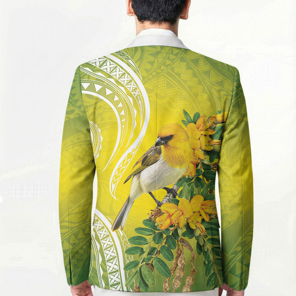 Hawaii Palila Mamane Blazer Hawaiian Honeycreeper With Native Flower LT14 - Polynesian Pride