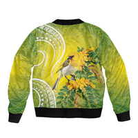 Hawaii Palila Mamane Bomber Jacket Hawaiian Honeycreeper With Native Flower LT14 - Polynesian Pride