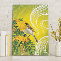 Hawaii Palila Mamane Canvas Wall Art Hawaiian Honeycreeper With Native Flower LT14 Without Frame Green - Polynesian Pride