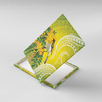 Hawaii Palila Mamane Canvas Wall Art Hawaiian Honeycreeper With Native Flower LT14 With Frame Green - Polynesian Pride