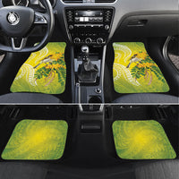 Hawaii Palila Mamane Car Mats Hawaiian Honeycreeper With Native Flower LT14 Set 4pcs Green - Polynesian Pride