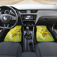 Hawaii Palila Mamane Car Mats Hawaiian Honeycreeper With Native Flower LT14 Set 2pcs - Front Green - Polynesian Pride