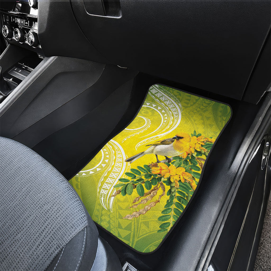 Hawaii Palila Mamane Car Mats Hawaiian Honeycreeper With Native Flower LT14 - Polynesian Pride