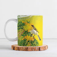 Hawaii Palila Mamane Ceramic Mug Hawaiian Honeycreeper With Native Flower LT14 Green - Polynesian Pride