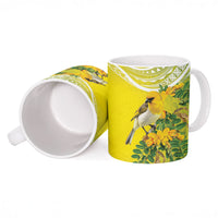 Hawaii Palila Mamane Ceramic Mug Hawaiian Honeycreeper With Native Flower LT14 - Polynesian Pride