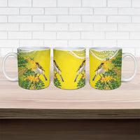 Hawaii Palila Mamane Ceramic Mug Hawaiian Honeycreeper With Native Flower LT14 - Polynesian Pride