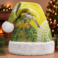 Hawaii Palila Mamane Christmas Santa Hat Hawaiian Honeycreeper With Native Flower LT14 With Fur Green - Polynesian Pride