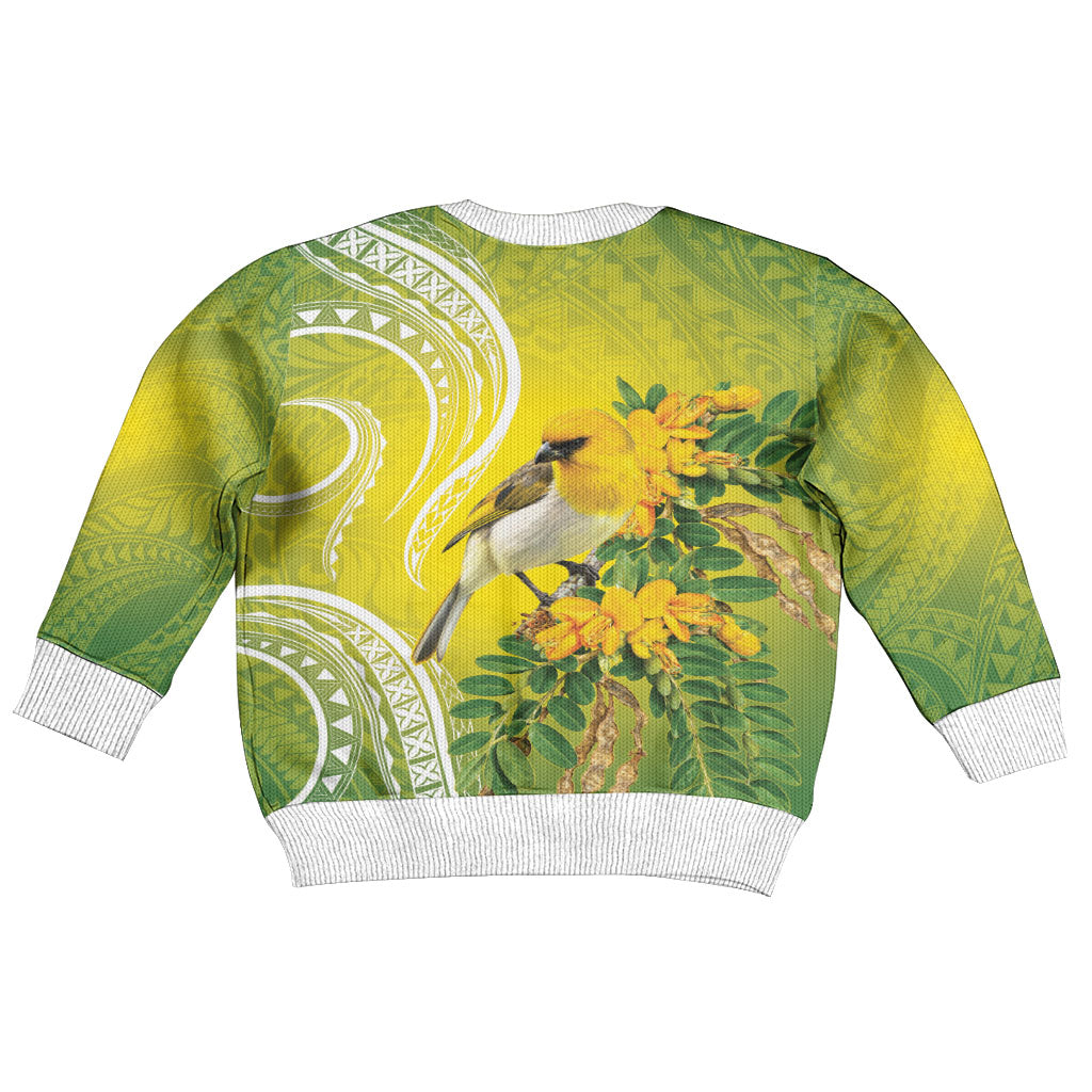 Hawaii Palila Mamane Kid Ugly Christmas Sweater Hawaiian Honeycreeper With Native Flower LT14 - Polynesian Pride