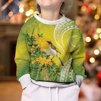 Hawaii Palila Mamane Kid Ugly Christmas Sweater Hawaiian Honeycreeper With Native Flower LT14 - Polynesian Pride