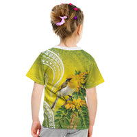 Hawaii Palila Mamane Kid T Shirt Hawaiian Honeycreeper With Native Flower LT14 - Polynesian Pride