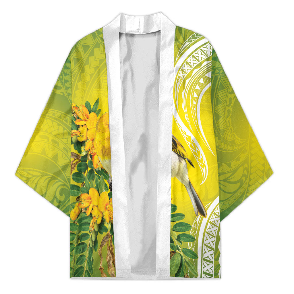 Hawaii Palila Mamane Kimono Hawaiian Honeycreeper With Native Flower