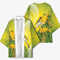 Hawaii Palila Mamane Kimono Hawaiian Honeycreeper With Native Flower