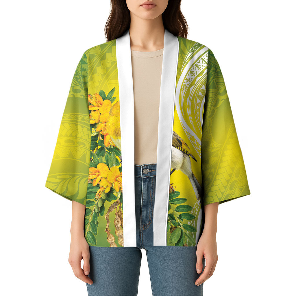 Hawaii Palila Mamane Kimono Hawaiian Honeycreeper With Native Flower