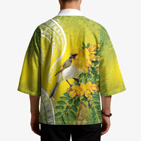 Hawaii Palila Mamane Kimono Hawaiian Honeycreeper With Native Flower