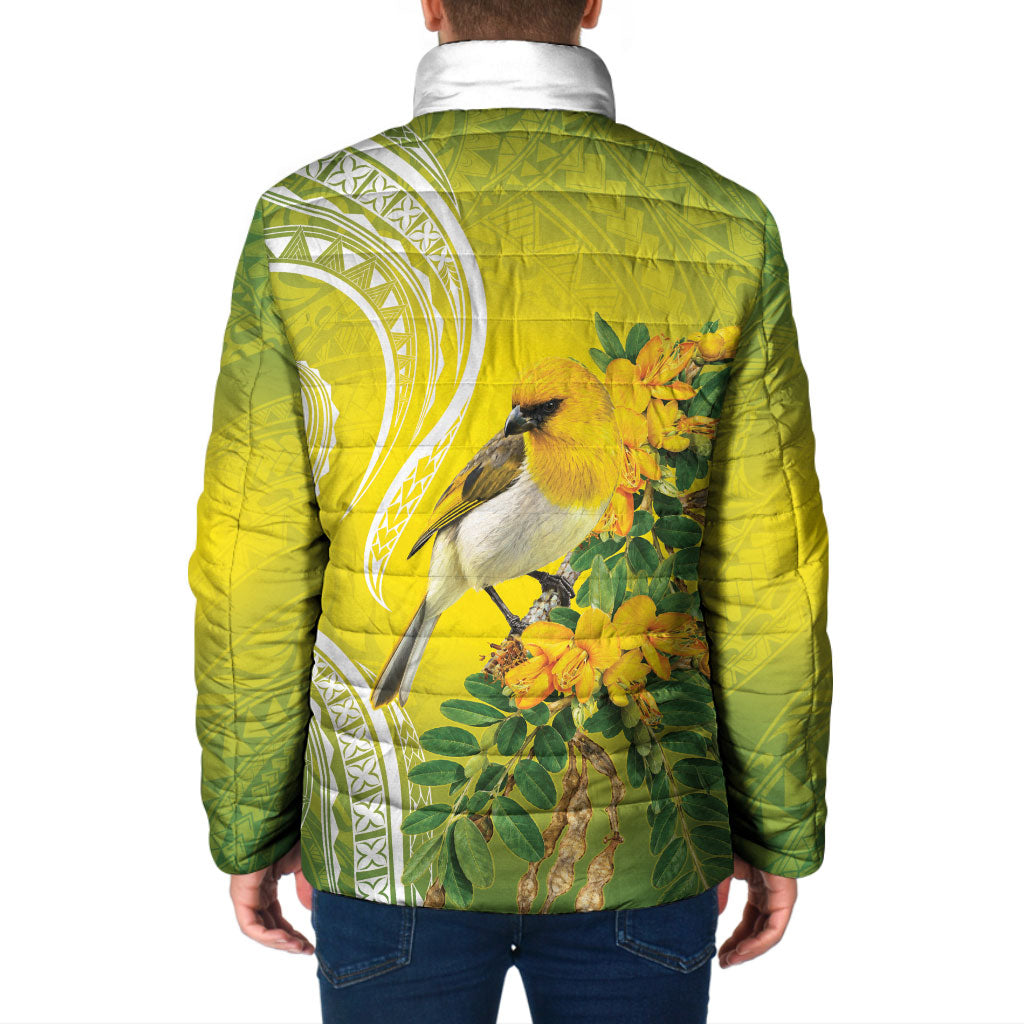 Hawaii Palila Mamane Padded Jacket Hawaiian Honeycreeper With Native Flower LT14 - Polynesian Pride