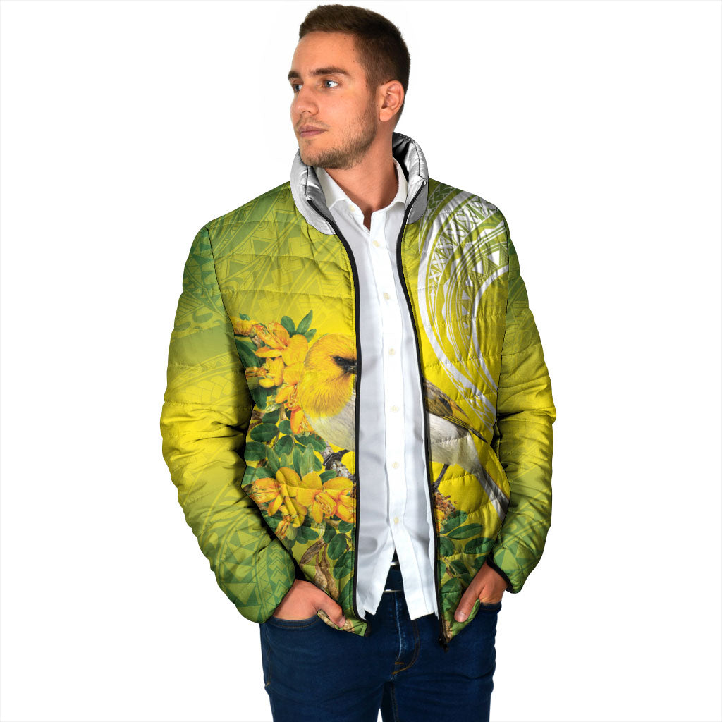 Hawaii Palila Mamane Padded Jacket Hawaiian Honeycreeper With Native Flower LT14 - Polynesian Pride