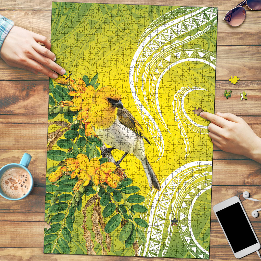 Hawaii Palila Mamane Puzzle Hawaiian Honeycreeper With Native Flower