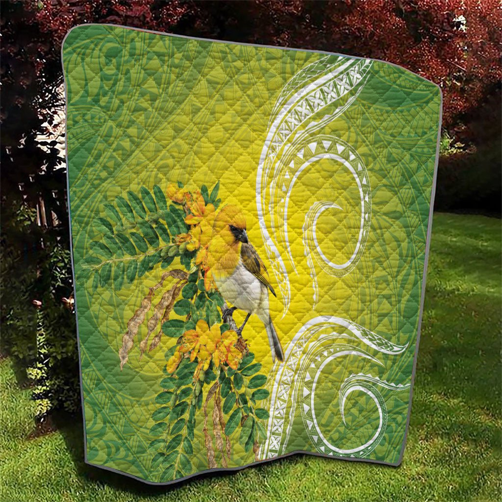 Hawaii Palila Mamane Quilt Hawaiian Honeycreeper With Native Flower