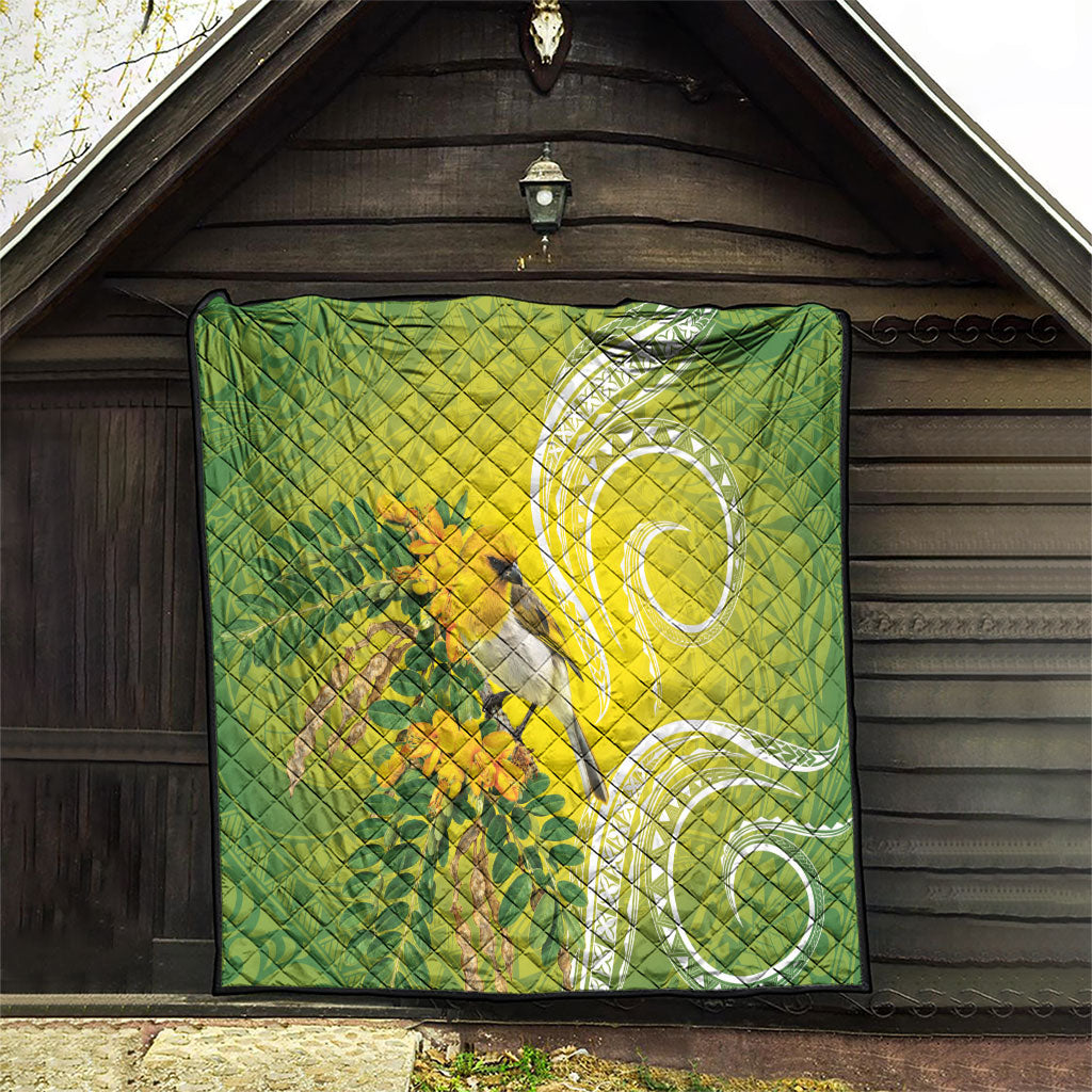 Hawaii Palila Mamane Quilt Hawaiian Honeycreeper With Native Flower
