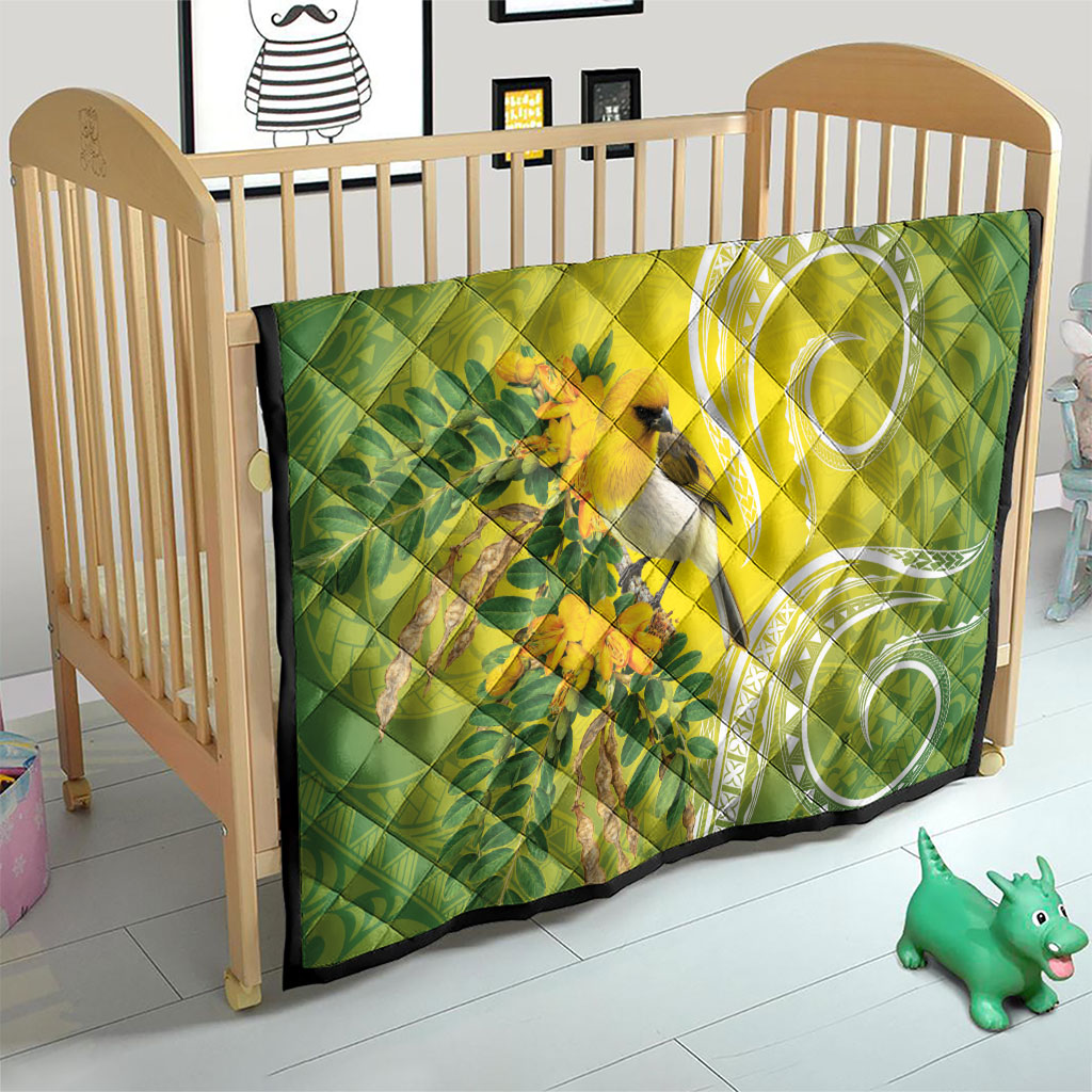 Hawaii Palila Mamane Quilt Hawaiian Honeycreeper With Native Flower