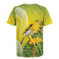 Hawaii Palila Mamane Rugby Jersey Hawaiian Honeycreeper With Native Flower LT14 - Polynesian Pride