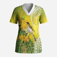 Hawaii Palila Mamane Scrub Top Hawaiian Honeycreeper With Native Flower LT14 Adult Green - Polynesian Pride
