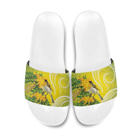Hawaii Palila Mamane Slide Sandals Hawaiian Honeycreeper With Native Flower LT14 Green - Polynesian Pride