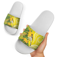 Hawaii Palila Mamane Slide Sandals Hawaiian Honeycreeper With Native Flower LT14 - Polynesian Pride