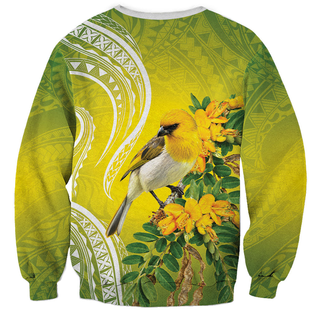 Hawaii Palila Mamane Sweatshirt Hawaiian Honeycreeper With Native Flower LT14 - Polynesian Pride