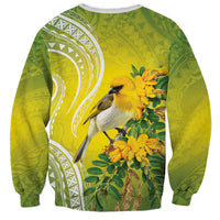 Hawaii Palila Mamane Sweatshirt Hawaiian Honeycreeper With Native Flower LT14 - Polynesian Pride
