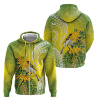Hawaii Palila Mamane Zip Hoodie Hawaiian Honeycreeper With Native Flower LT14 - Polynesian Pride