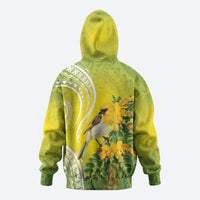 Hawaii Palila Mamane Zip Hoodie Hawaiian Honeycreeper With Native Flower LT14 - Polynesian Pride