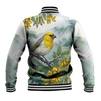 Aloha Hawaii Palila Mamane Watercolor Baseball Jacket