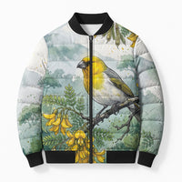 Aloha Hawaii Palila Mamane Watercolor Bomber Puffer Jacket LT14 Unisex Watercolor - Polynesian Pride