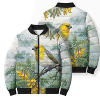Aloha Hawaii Palila Mamane Watercolor Bomber Puffer Jacket LT14 - Polynesian Pride