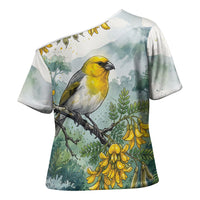 Aloha Hawaii Palila Mamane Watercolor Cross Shoulder Shirt LT14 - Polynesian Pride