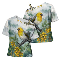 Aloha Hawaii Palila Mamane Watercolor Cross Shoulder Shirt LT14 - Polynesian Pride