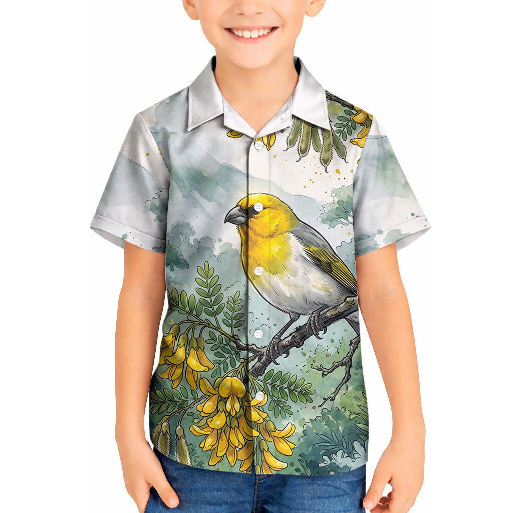 Aloha Hawaii Palila Mamane Watercolor Kid Hawaiian Shirt LT14 Kid Watercolor - Polynesian Pride