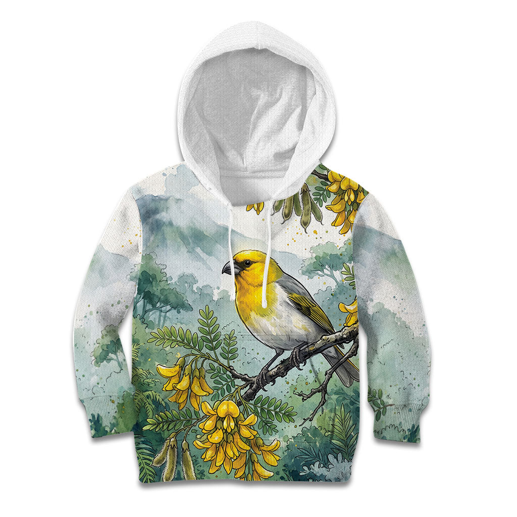 Aloha Hawaii Palila Mamane Watercolor Kid Hoodie