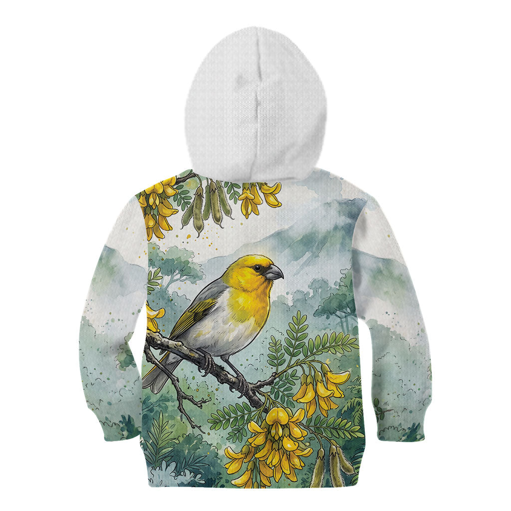 Aloha Hawaii Palila Mamane Watercolor Kid Hoodie