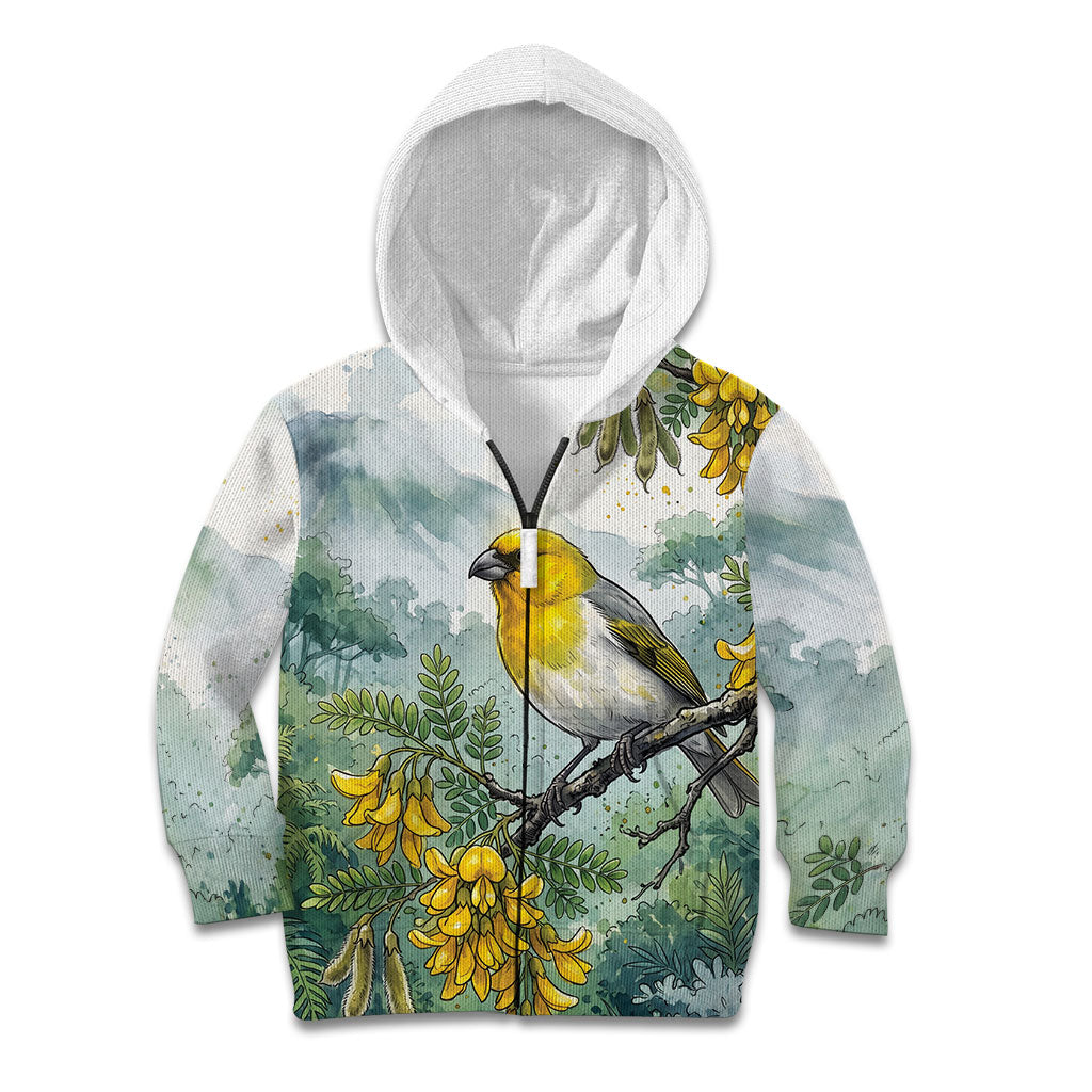 Aloha Hawaii Palila Mamane Watercolor Kid Hoodie