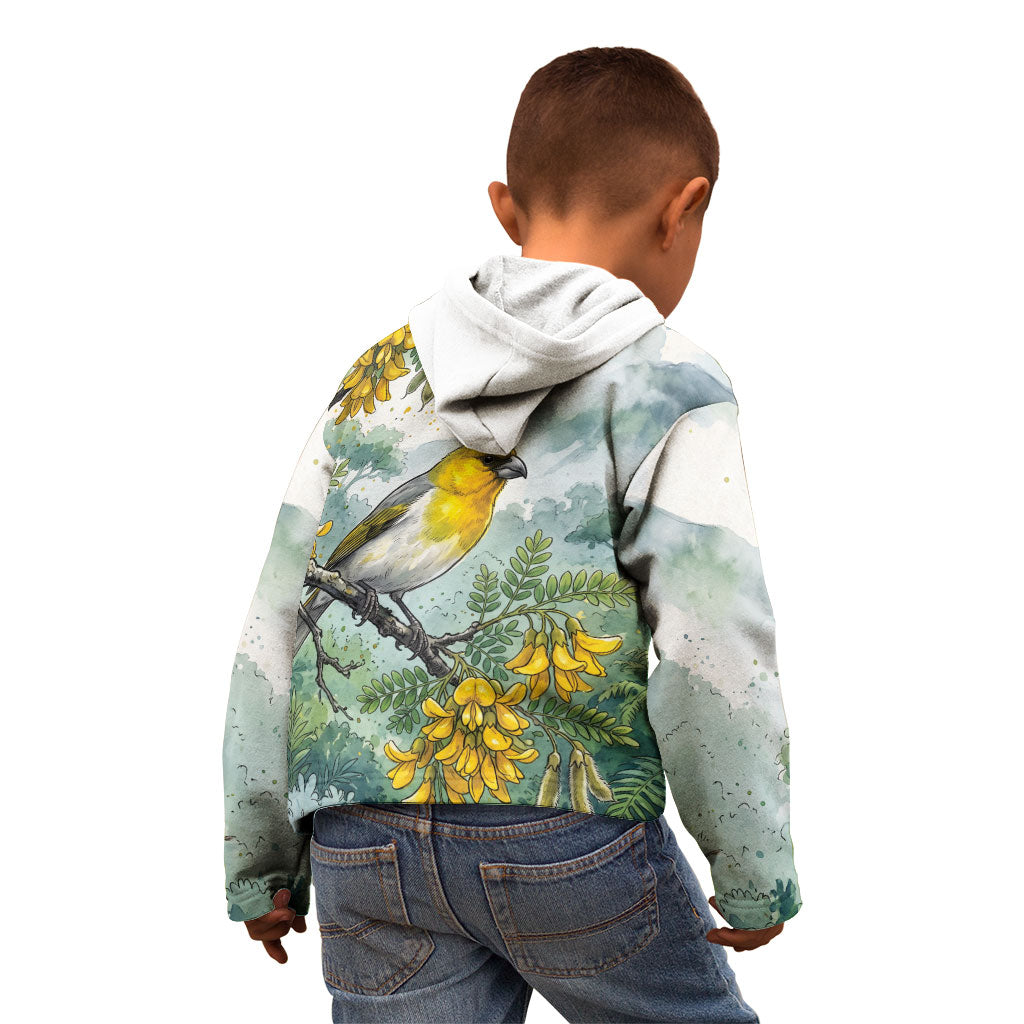 Aloha Hawaii Palila Mamane Watercolor Kid Hoodie