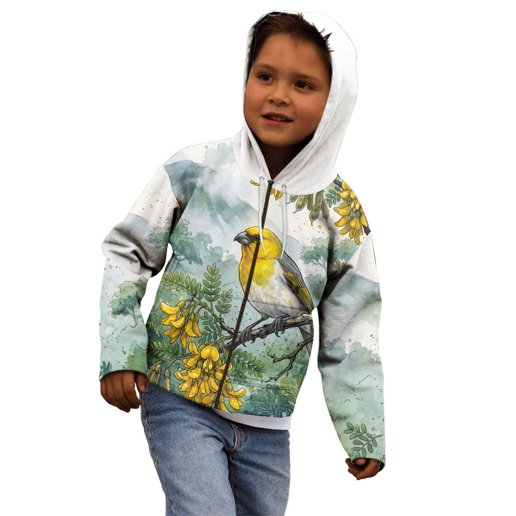 Aloha Hawaii Palila Mamane Watercolor Kid Hoodie