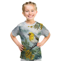 Aloha Hawaii Palila Mamane Watercolor Kid T Shirt LT14 Watercolor - Polynesian Pride
