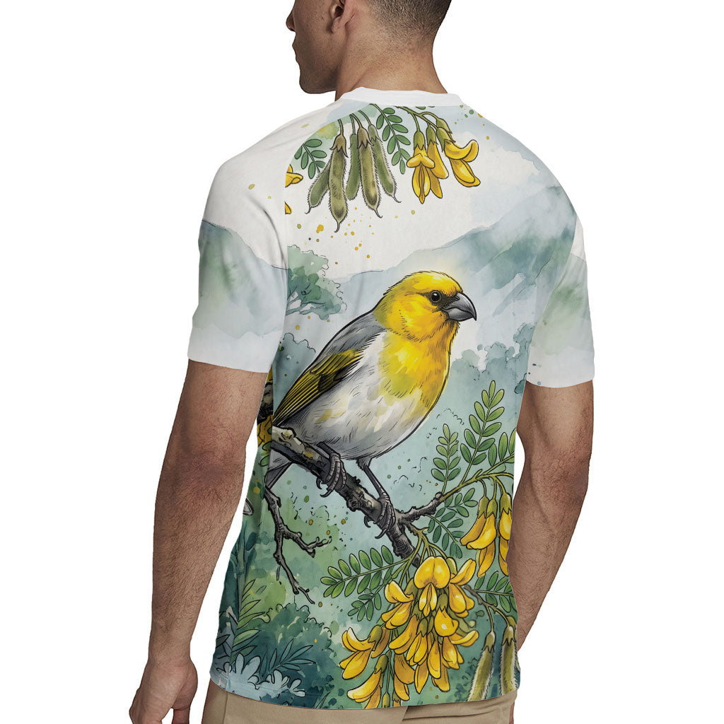 Aloha Hawaii Palila Mamane Watercolor Rugby Jersey LT14 - Polynesian Pride