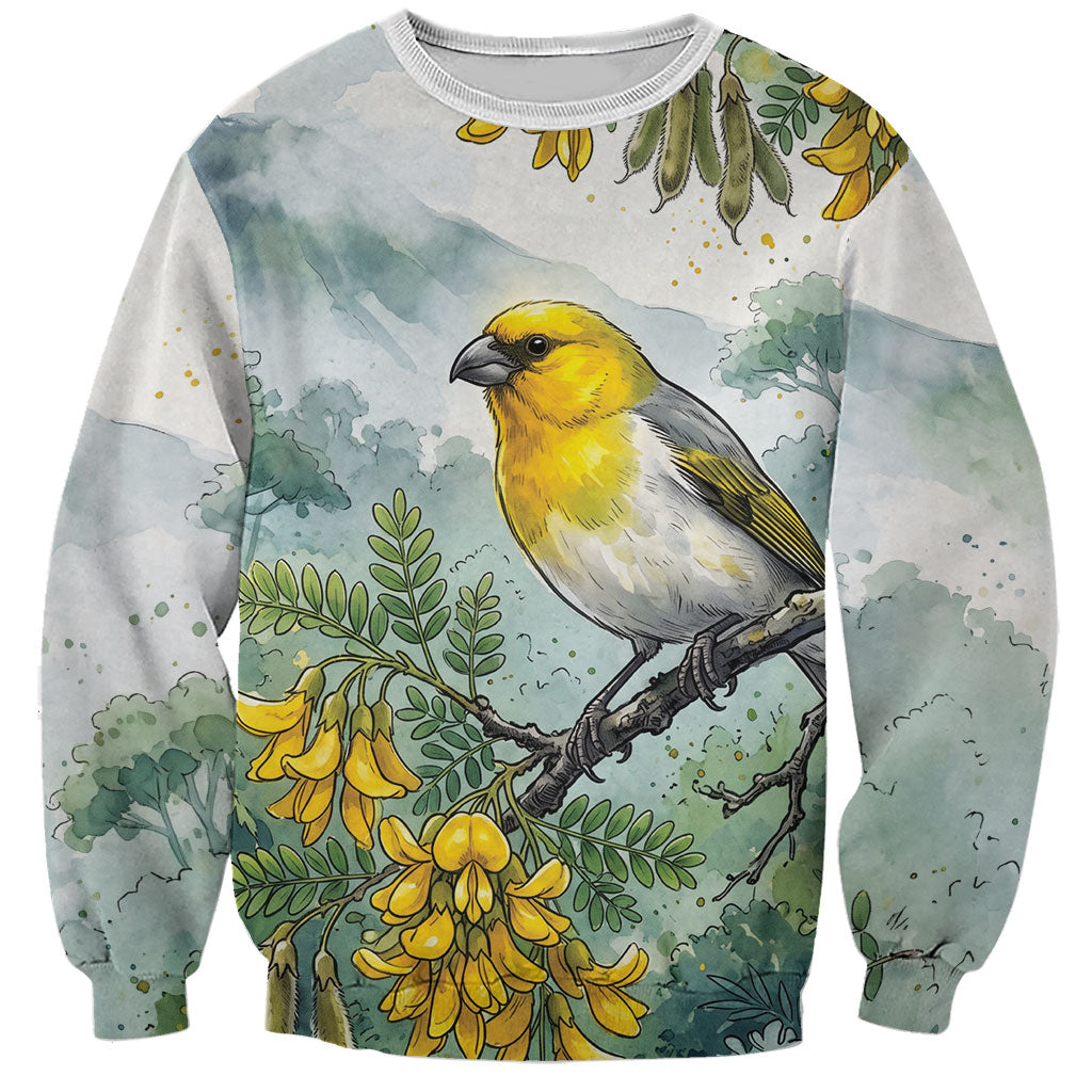 Aloha Hawaii Palila Mamane Watercolor Sweatshirt LT14 Unisex Watercolor - Polynesian Pride