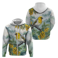 Aloha Hawaii Palila Mamane Watercolor Zip Hoodie LT14 - Polynesian Pride