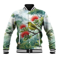 Aloha Hawaii Amakihi Ohia Lehua Watercolor Baseball Jacket