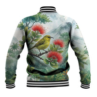 Aloha Hawaii Amakihi Ohia Lehua Watercolor Baseball Jacket