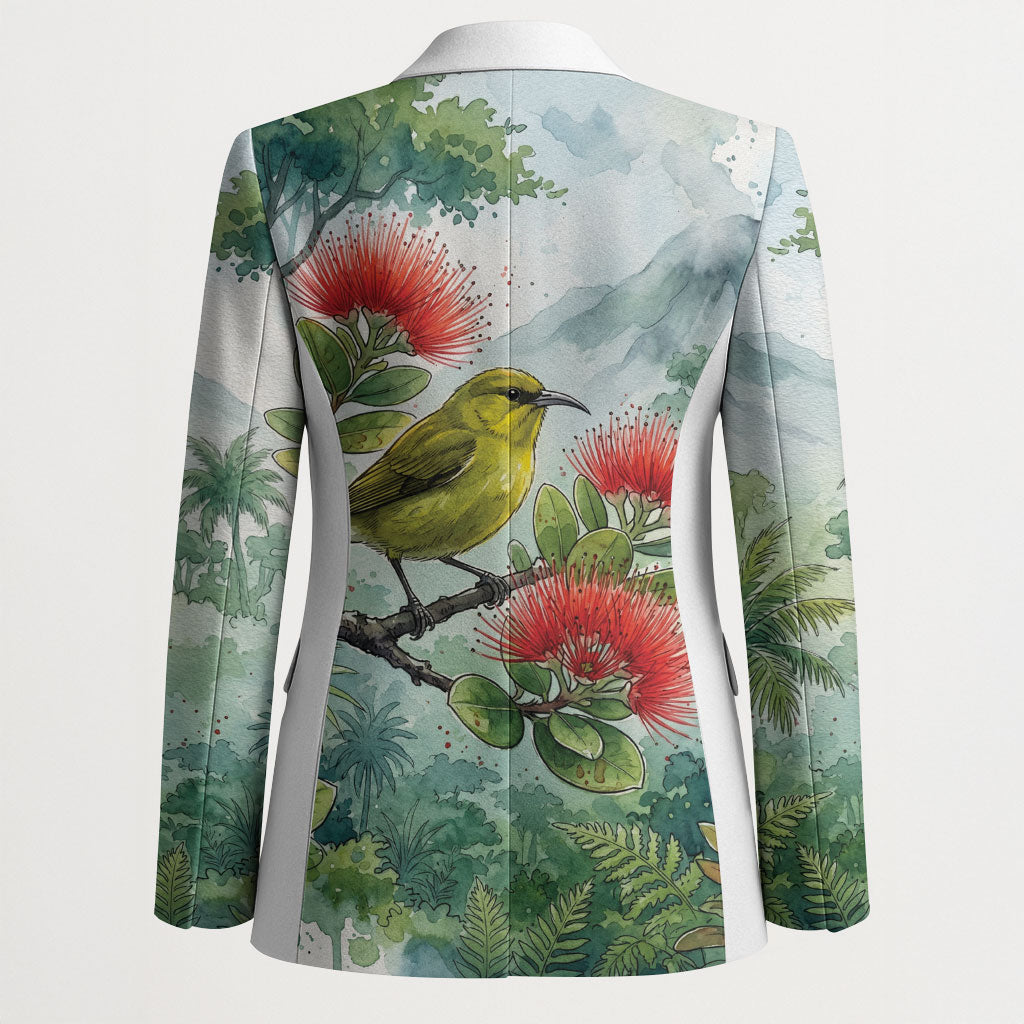 Aloha Hawaii Amakihi Ohia Lehua Watercolor Blazer LT14 - Polynesian Pride